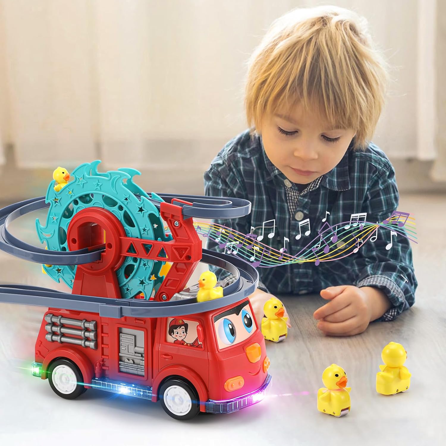 4-in-1 Fire Truck Toy with Lights & Sound for Kids Ages 3–61